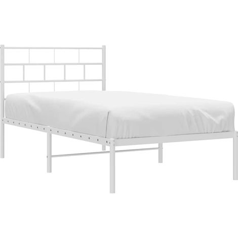 vidaXL Cadre de lit métal sans matelas et tête de lit blanc 100x190 cm (1/5)