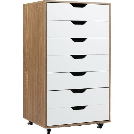 Mobile contenitore a 7 cassetti 49 x 40 x 87 cm moderno mobilità fluida atmosfera accogliente MDF noce 200018926