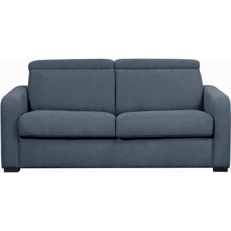 Canapé CAROLE convertible 3 places couchage quotidien 140x190cm en tissu - Bleu foncé
