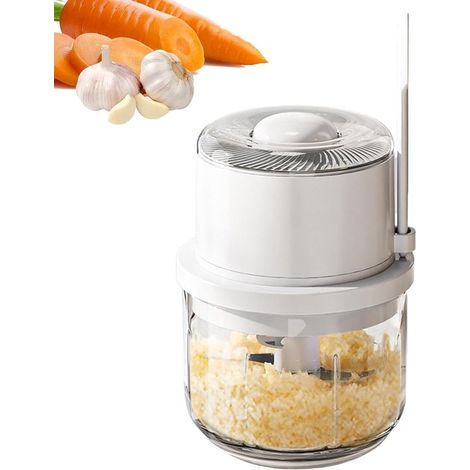 Mini robot culinaire, assistant de cuisine, hache rapidement les ingrédients, sans fil, capacité de 350 ml, blanc (1/5)