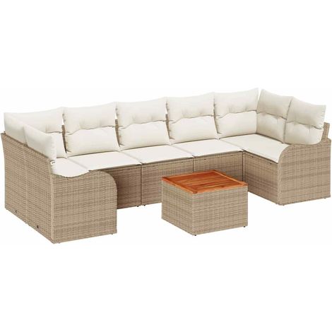 Maison Exclusive - Gartensofa-set mit Speicher 8 pcs Beige und Cr