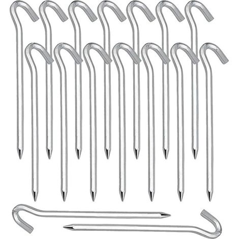 Sardines Piquet,Piquet de Fixation 20 Pièces Piquets de Tente en Piquets de Fixation Sol Crochet pour Tente De Sardines Camping Jardinage Acier Galvanisé Sardine Tente Argenté