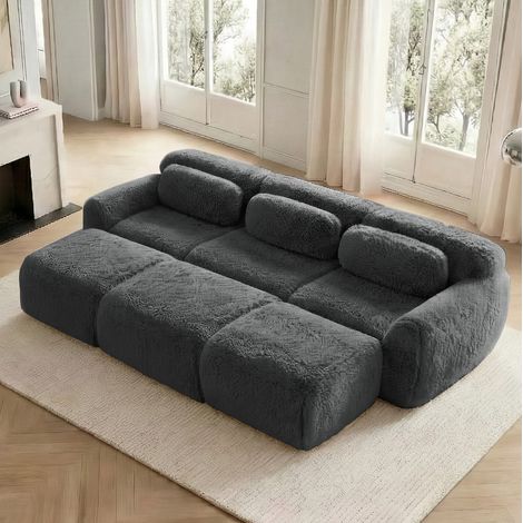 Divano modulare 3 posti in tessuto peluche OKMYHOME (1/5)