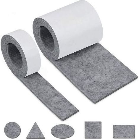 Lntyq Autocollante Meuble, Feutrine Adhesive 2 Rouleaux(100 10cm+100 2cm)Découpe Libre de Toute Taille ou Forme Feutre Patin Antiderapant pour Protection Pied de Table Chaise Canape (1/5)