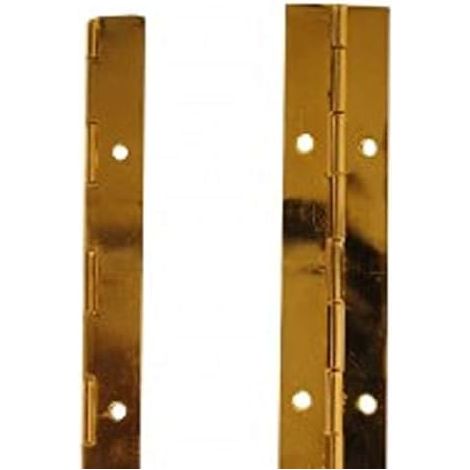 4 charnières piano en acier plaqué laiton 225 mm x 25 mm.