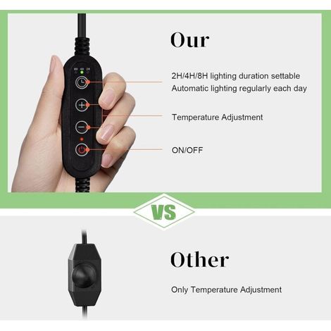 Lampe chauffante pour reptiles avec tuyau rotatif à 360° et ampoule à minuterie, livrée avec 2 ampoules, convient aux reptiles, 1 jeu, noire. (1/4)