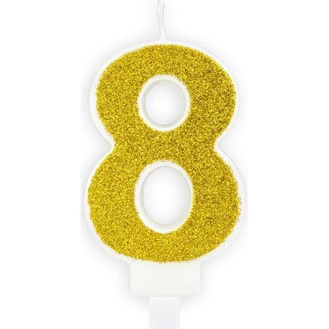 Candela di compleanno numero 8, oro