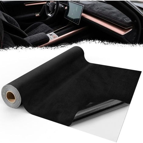 Rolle selbstklebendes Gewebe 400 x 50 cm Mikrofaser-Imitat Wildleder Schwarz für Armaturenbrett und Dachhimmel im Auto (1/5)