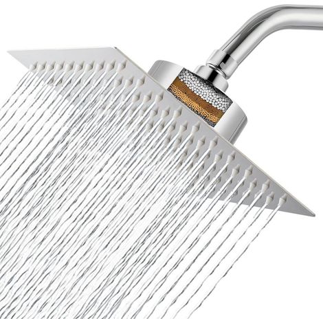 Duschkopf mit 20-Stufen-Filter, 20cm Regenduschkopf, Chrom, Hochdruck (1/5)