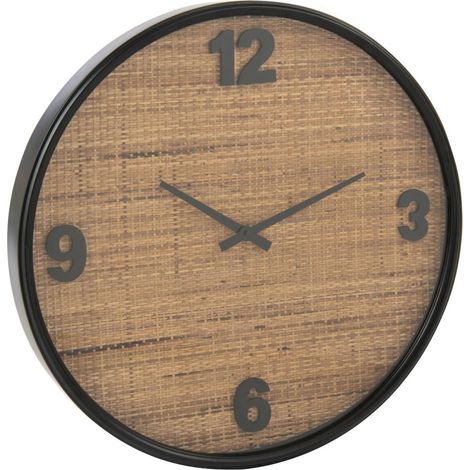 Horloge murale ronde effet bois - marron et noir (1/5)
