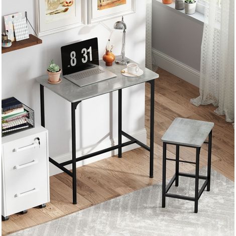 Set tavolo bar con 2 sgabelli in acciaio grigio e nero 80x50x87 cm OKWISH (1/5)