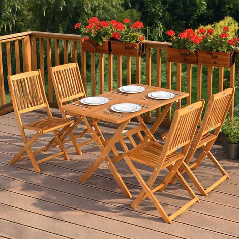 Salon de jardin en bois d'acacia 120 x 70 x 75 cm (1/5)