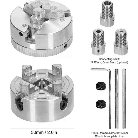 Boulon de fixation autocentrant manuel pour mandrin de tour à 3 ou 4 mors, pour rectifieuse, fraiseuse et tour, 317 mm/5 mm/8 mm - JXLGV (1/4)