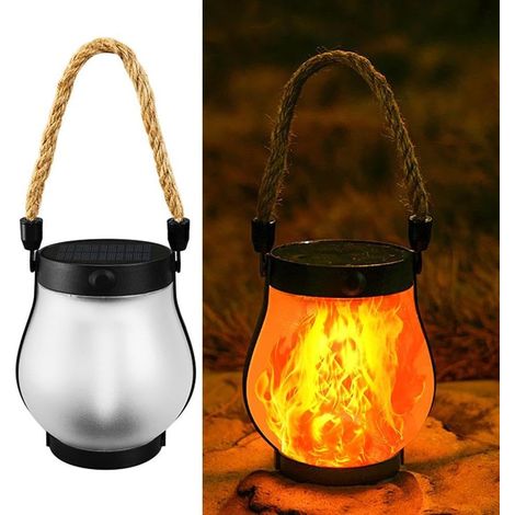 Lanternes solaires à flamme vacillante - Lanterne solaire à flamme dansante - Lampes d'extérieur - Capteur de lumière automatique - Lanterne à suspendre étanche pour allée, cour, patio (1/5)