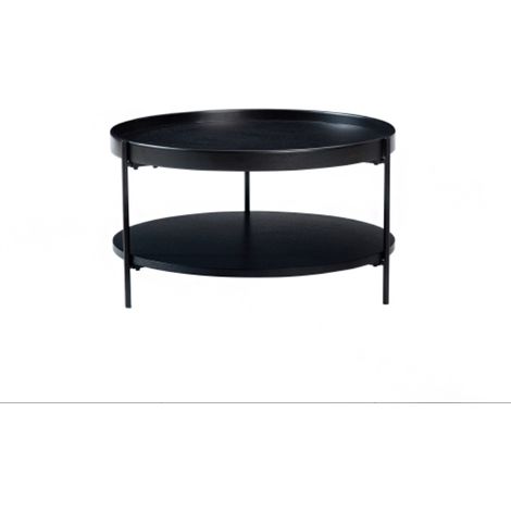 Table basse ronde moderne à 2 plateaux - Bois et fer 696938