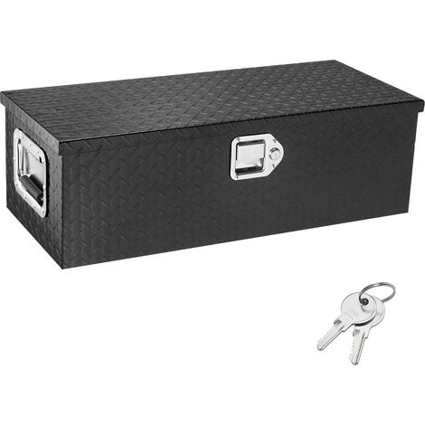 Coffre de rangement en aluminium pour camionnette, 762 x 330 x 244 mm, noir, avec poignée latérale et clés, robuste et pratique pour pickup, remorque et camping-car. (1/5)