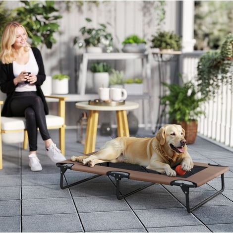 Lettino rialzato pieghevole per cani con rete 107 x 61 x 20 cm marrone OKWISH (1/5)