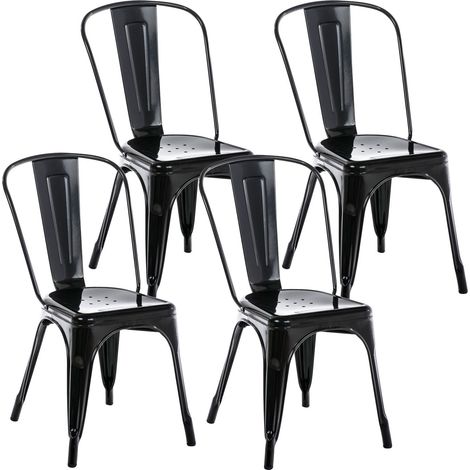 Juego de 4 sillas apilables de metal negro de diseño industrial 100001186 (1/5)