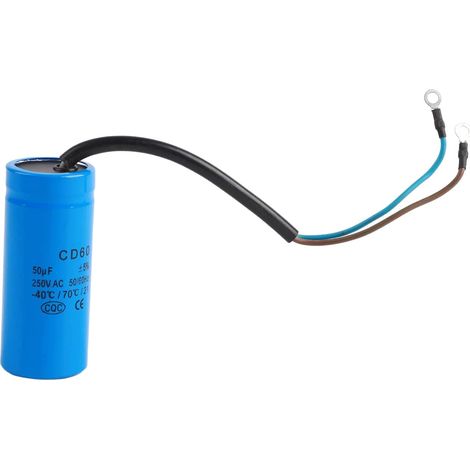 Condensateur de course CD60 50uF 250V condensateur de démarrage de moteur à courant alternatif avec fil conducteur pour moteurs compresseurs d'air conditionneurs (1/5)