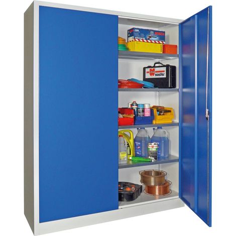 STIER Flügeltürenschrank, 1950x1500x400 mm, 4 Böden verzinkt, RAL 7035