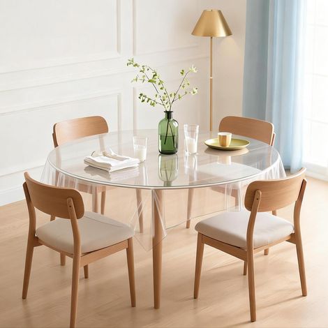 Nappe 100cm Ronde Transparente Lavable PVC Film de Table