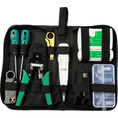 EASYCOMFORT Kit d'outils de réparation d'ordinateur de câble réseau de testeur de réseau, entretien professionnel de testeur de câble, outils de réseau de sertisseur de fil pour le bricolage, la maiso (1/5)