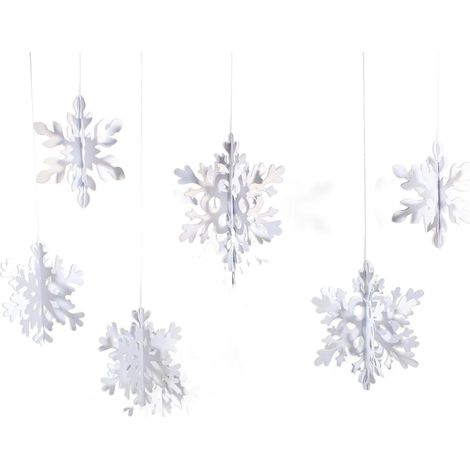 Fiocchi di neve natalizi 3D stereoscopici - Decorazioni per feste da appendere - Fiocchi di neve decorativi (6 pezzi) (1/5)