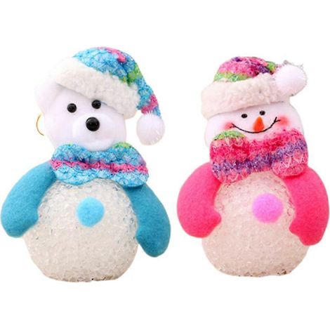 Lot de 2 veilleuses LED bonhomme de neige et ours pour Noël, lampe de chevet décorative.-M (1/2)