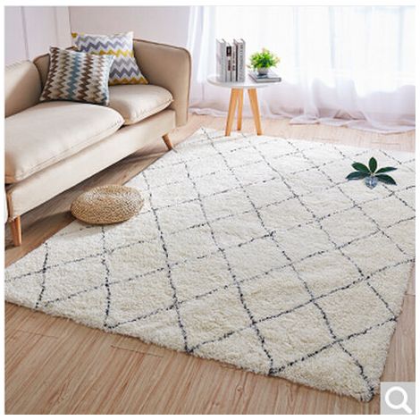 Kaelt - Tapis, doux et facile d'entretien, polyester, 50 mm, diamant, crème, 80 x 150 cm (1/5)