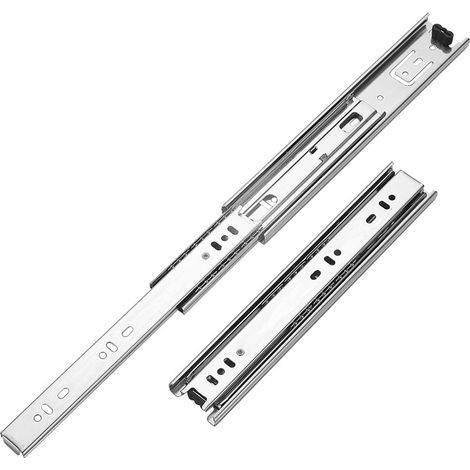 Guías para cajones de acero con rodamientos de bolas, tres secciones, chapadas en zinc blanco, 40,6 cm (16 pulgadas), montaje lateral, silenciosas, para cajones de armarios u oficinas, de ALOVEZ. (1/3)