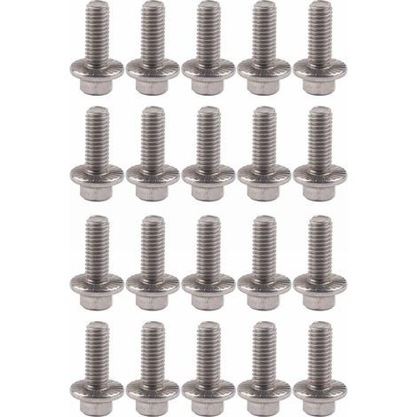 Lot 20 boulons hexagonaux à bride inox 304, vis tête bride M6x20 pour fixation industrielle et construction