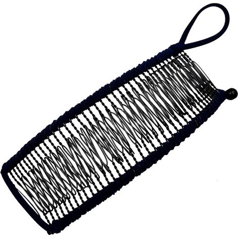 Pinza para el cabello tipo banana extensible, peine doble, accesorio para cabello grueso y elástico, 40 dientes, pinzas para el cabello para mujer, azul marino