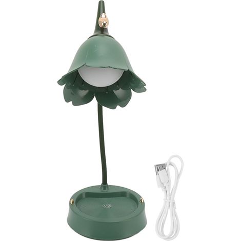 Lampe de bureau LED 3W à toucher, pliable en forme de pétale, 3 niveaux de luminosité, USB 5V, couleur verte (1/5)