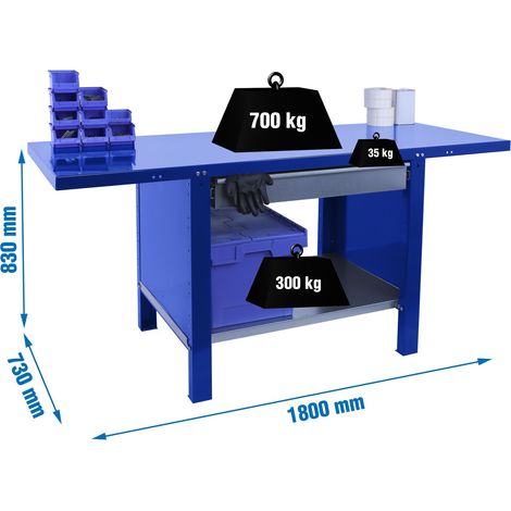 Simonrack Robustes und Praktisches Arbeitstisch Blau