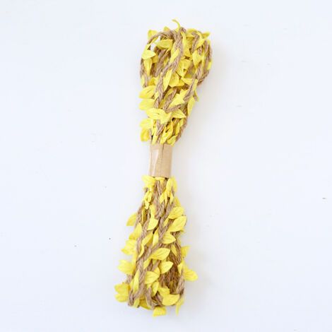 10M Natürliches Seil (Gelb) aus Jute Hanf Hand Schnur Sackleinen Jute Blätter Blatt Besatzband, Verziert mit Weinrebe für DIY Handwerk Party Hochzeit Dekoration (1/5)