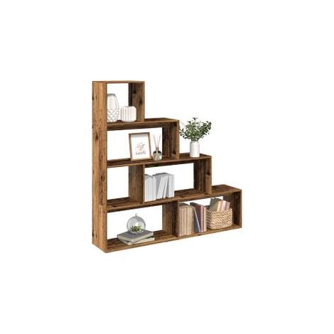Étagère séparatrice de pièce à 4 niveaux vieux bois (1/5)