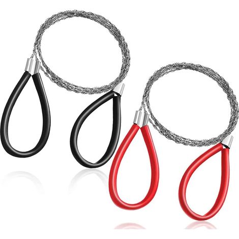 2 Pcs - Scie à Câble - Scie à Main - Coupe Tuyau PVC et Métal - Outil de Survie Urgence - Rouge et Noir - 80x60 cm (1/5)