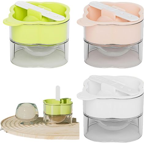 Lot de 3 bacs à glaçons ronds en silicone, avec crosse de hockey sur glace. Moule sphérique en silicone pour glaçons carbonisés, whisky (1/5)