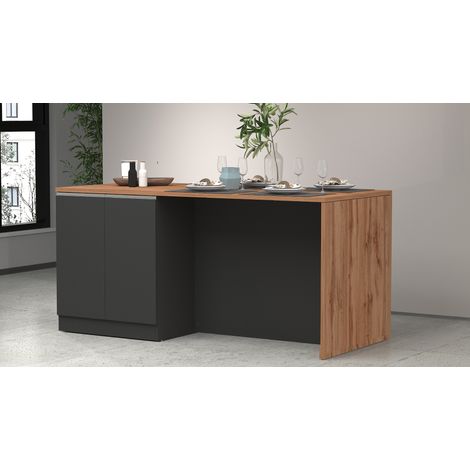 Îlot de cuisine moderne 4 portes anthracite mat/chêne wotan Solena (1/5)