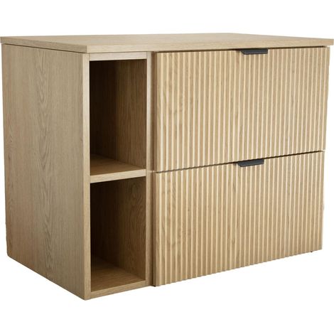 Set di mobili da bagno: con 2 cassetti da 60 cm + ripiano da 20 cm), piano di appoggio da 80 cm, frontale scanalato, rovere cremona, 80 × 47 × 60 cm (1/5)