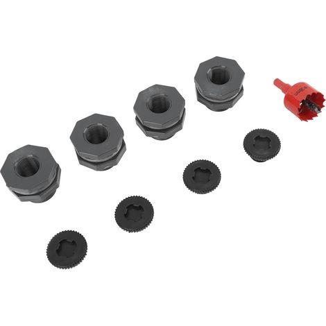 Kit raccord traversée 3/4 pouce pour tonneau de pluie, avec bouchons et scie cloche, PVC connecteur robinet pour réservoirs, bassins, aquariums, bacs (1/5)