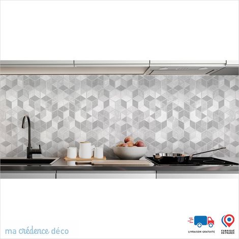 Crédence : Losanges gris - Couleur Gris platine - Alu composite - 60 - 120 (1/3)