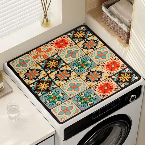 Washing Machine Protective Mat 60x60cm Non-Slip Waterproof Dryer Cover for Laundry Room (1/2)