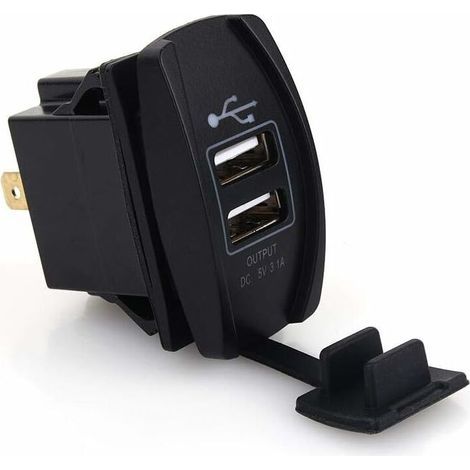 5V 3.1A Adaptateur Chargeur USB 2 Ports Universel Rapide Prise USB Moto DC 12V-24V Bleu LED pour Voiture, Moto Bateau (1/5)