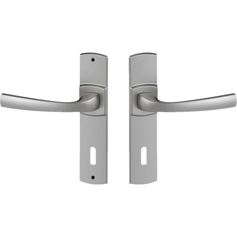 Set de Poignée de Porte sur Petite Plaque MUZE - Version Cle L Porte Cuisine/Salon, Entraxe 165 mm - Système de Pose Facile - en Zamak Résistant - Finition Chrome Velours (1/5)