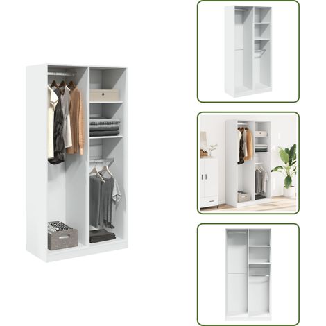 Kleiderschrank Weiß 100x50x200 cm Holzwerkstoff - Kleiderschrank - Kleiderschränke - Schrank - Kleider Organizer (1/5)