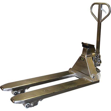 Wiegehubwagen aus Edelstahl 316 - Gabeln 1150x555mm - Tragfähigkeit 2000kg - Agrar- und Lebensmittelindustrie, chemische und pharmazeutische Industrie - ZFS20S (1/3)