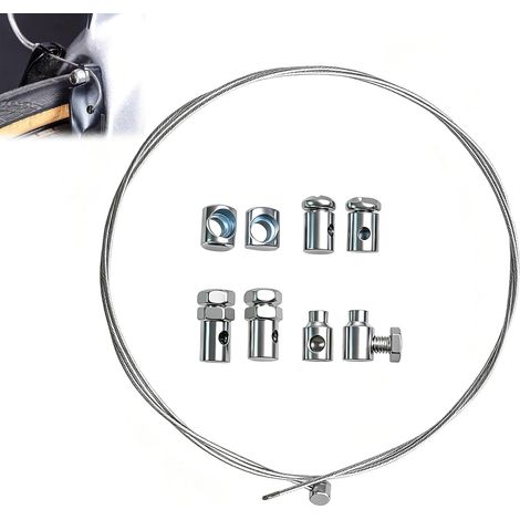 Câble Accélérateur Universel Ø1,5mm 1.2M pour Tondeuse avec Kit Embrayage avec 8 Serre-Câbles, Installation Facile pour Tondeuse, Motoculteur, Moto, Quad, Vélo, Scooter et Débroussailleuse (1/5)