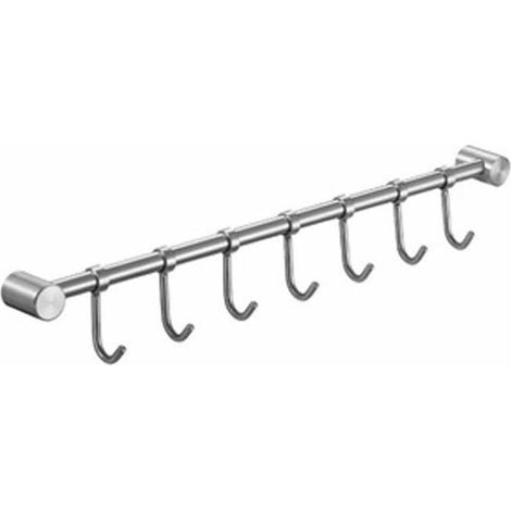 Kitchen Wall Rack Wall Mounted Kitchen Utensil Storage Rack with 7 Hooks, for Hanging Kitchen Utensils - Soup Spoon, Pot, Saucepan, Drainer, Glove, Knife (1/5)