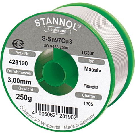 Fil d'apport 97, Stannol, Modèle : Bobine de 250 g, Ø 3,0 mm (1/2)